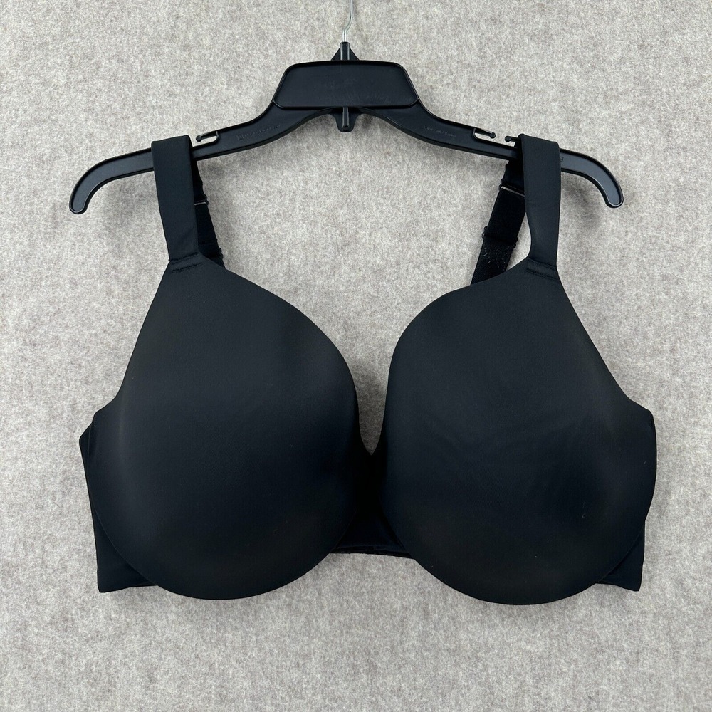 Cacique Bra Full Coverage Satin Back Smoother‎ Invisible Underwire Black 42DDD